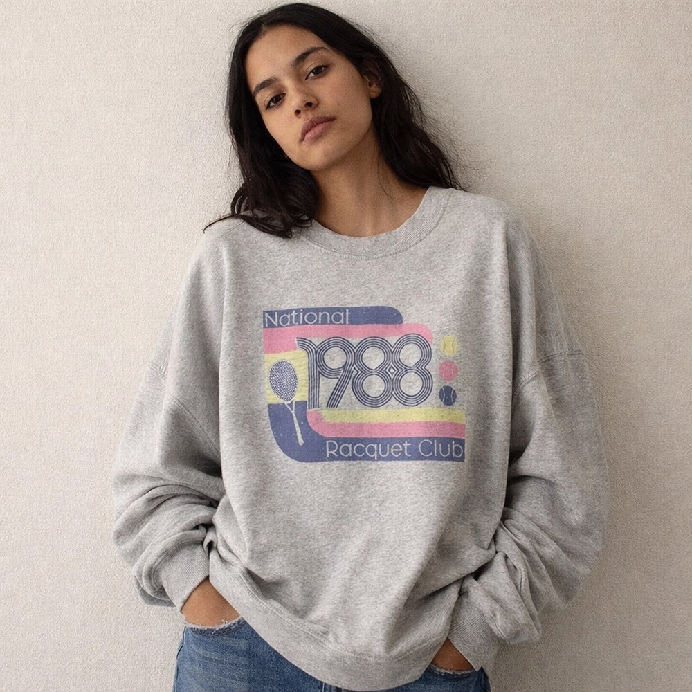 1988 Racquet Club Sweatshirt Women's 3X Oversized Tennis‎ Graphic Retro